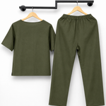 Women's Short Sleeve Top & Tie Waist Pants Co-ord Set – Relaxed Two-Piece for Work & Travel