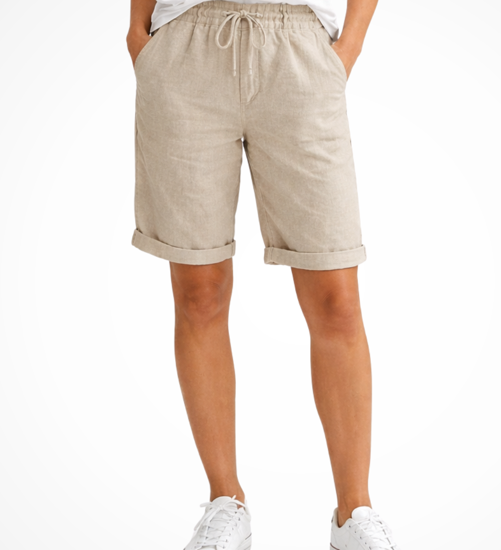 Women's Linen Blend Capri Pants with Drawstring Waist – Relaxed Fit Summer Pants