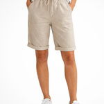 Women's Linen Blend Capri Pants with Drawstring Waist – Relaxed Fit Summer Pants