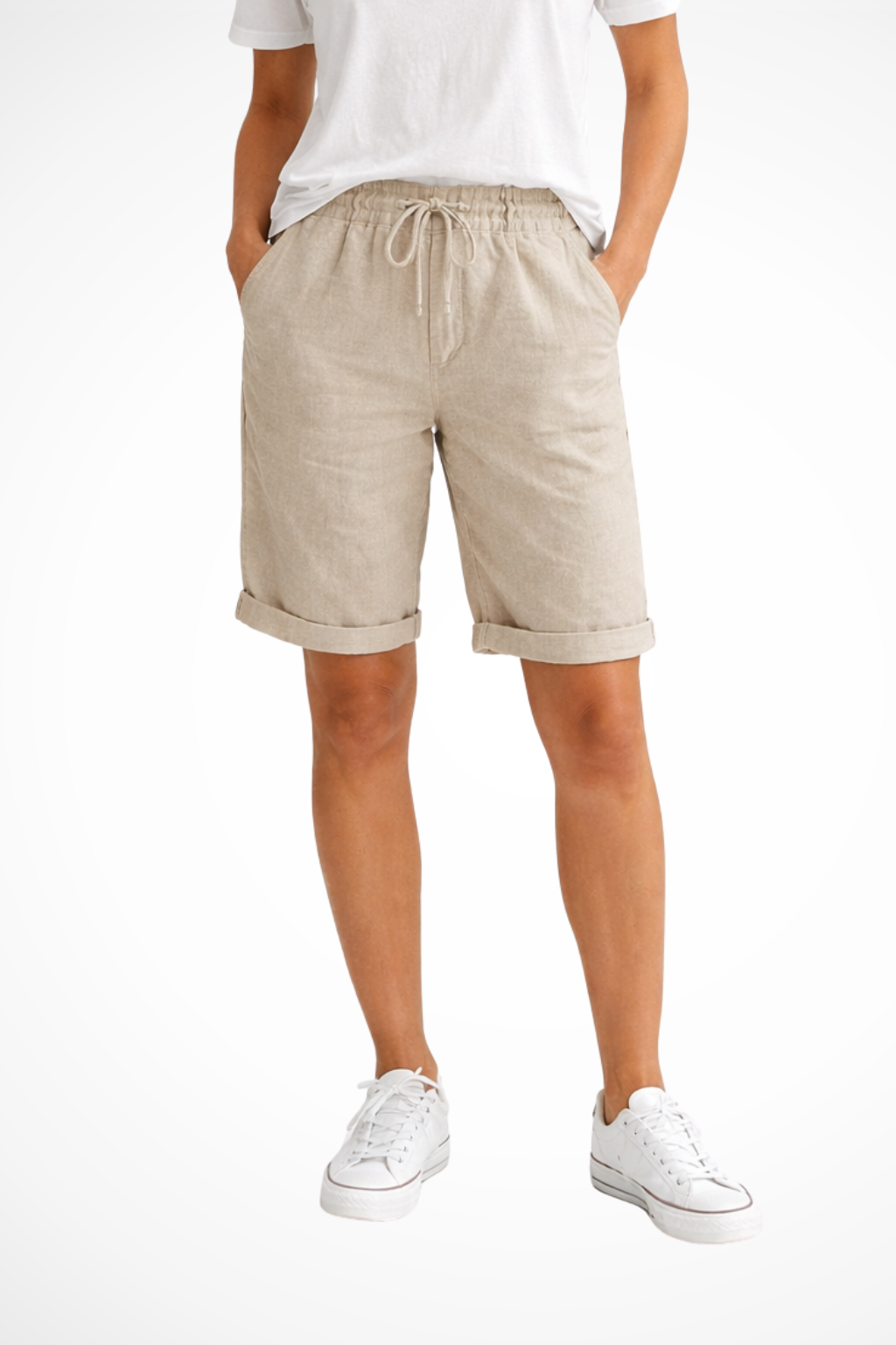 Women's Linen Blend Capri Pants with Drawstring Waist – Relaxed Fit Summer Pants
