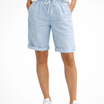 Women's Linen Blend Capri Pants with Drawstring Waist – Relaxed Fit Summer Pants