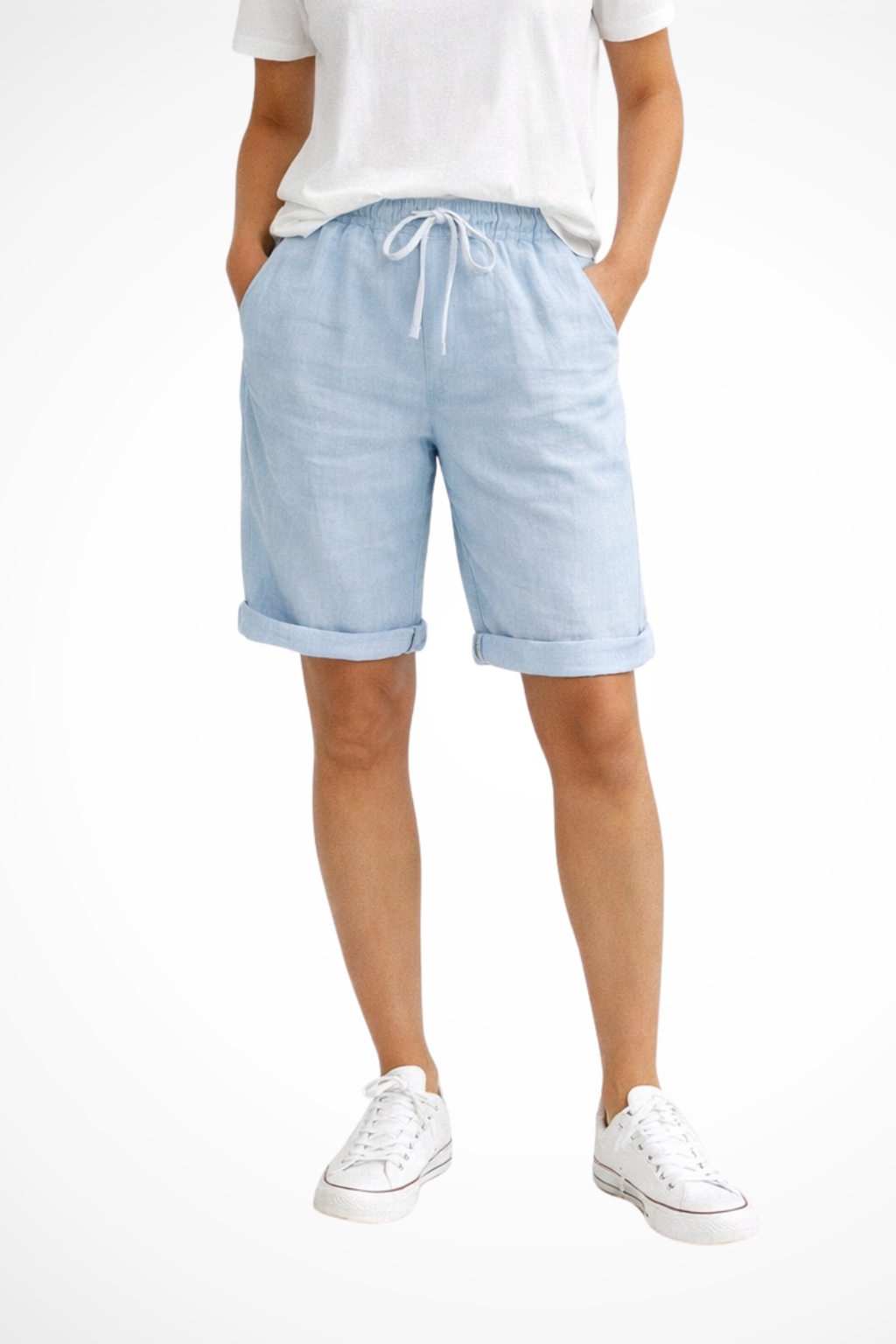 Women's Linen Blend Capri Pants with Drawstring Waist – Relaxed Fit Summer Pants