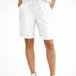 Women's Linen Blend Capri Pants with Drawstring Waist – Relaxed Fit Summer Pants