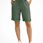 Women's Linen Blend Capri Pants with Drawstring Waist – Relaxed Fit Summer Pants