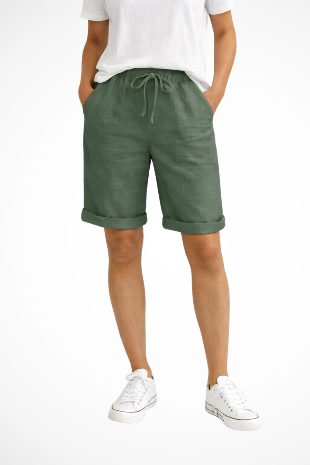 Women's Linen Blend Capri Pants with Drawstring Waist – Relaxed Fit Summer Pants