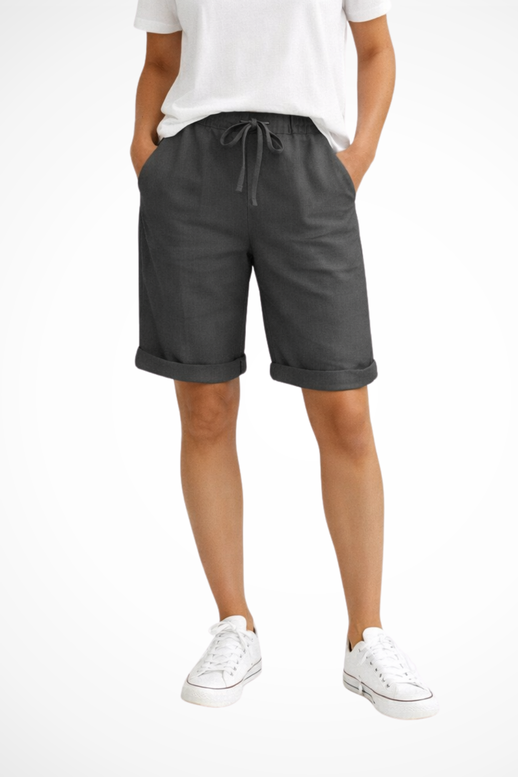 Women's Linen Blend Capri Pants with Drawstring Waist – Relaxed Fit Summer Pants