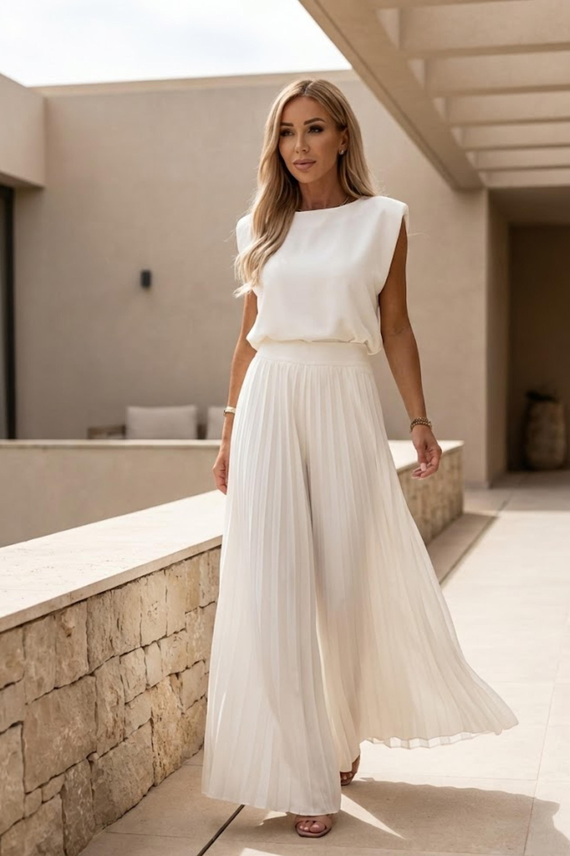 Women's Elegant Pleated Jumpsuit – Dressy One-Piece for Weddings, Evening Events & Parties