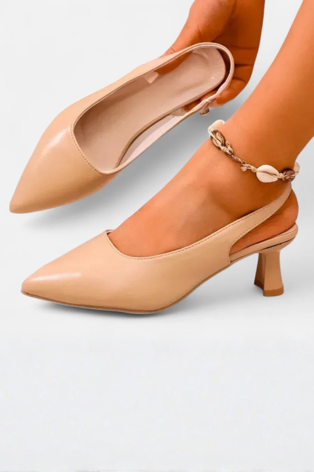 Women's Pointed Toe Slingback Kitten Heels – Low Heel Court Shoes for Work and Occasions