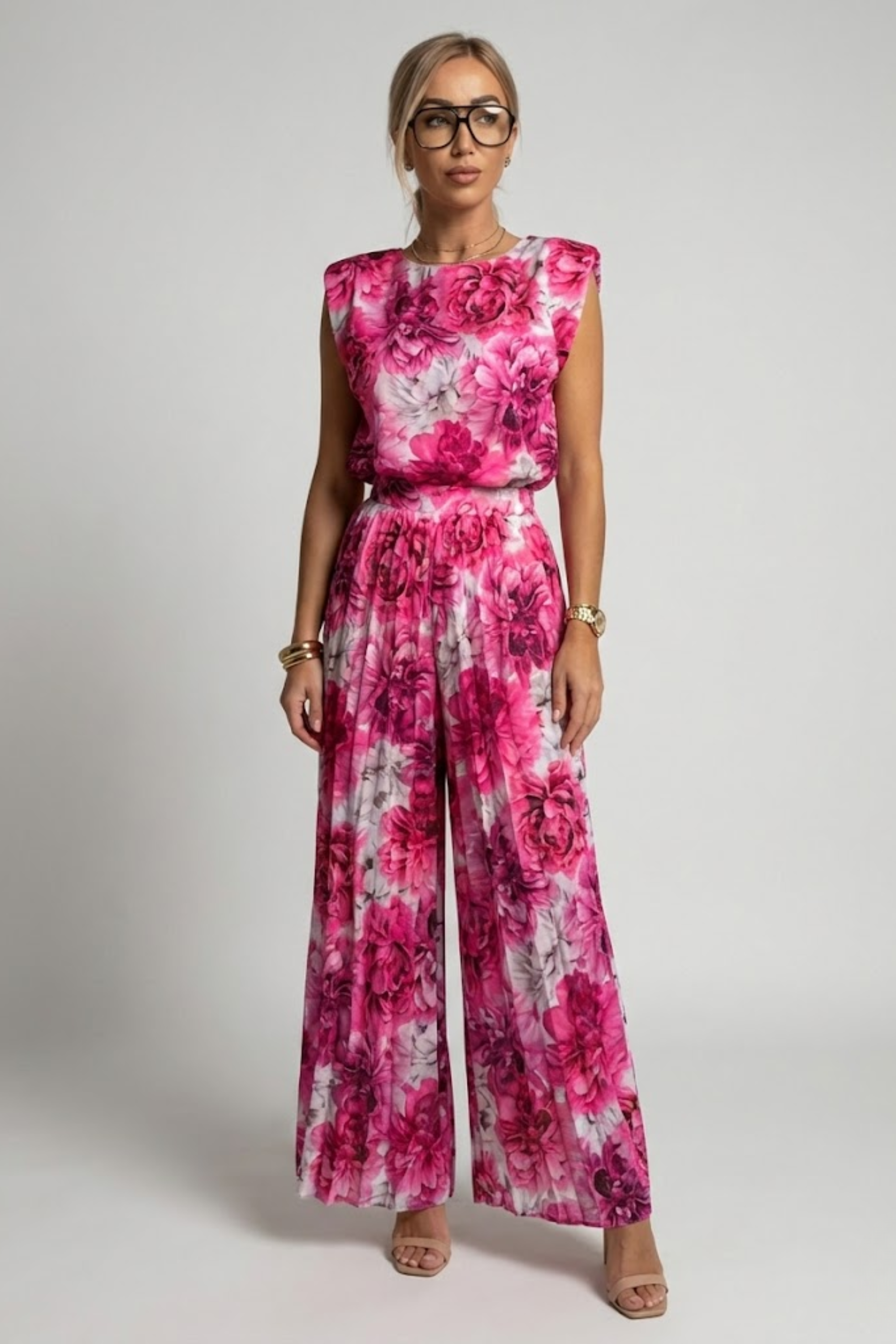 Women's Elegant Pleated Jumpsuit – Dressy One-Piece for Weddings, Evening Events & Parties