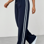 Women's Wide Leg Drawstring Pants with Side Stripe – Relaxed Casual & Travel Pants