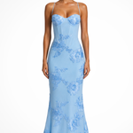 Women's Floral Embroidered Corset Maxi Dress with Cami Straps – Wedding Guest & Formal Dress