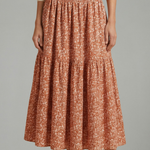 Women's Floral Skirt with Elastic Waistband – Lightweight Flowing Pull-On Summer Skirt