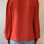 Women's Lace Applique V Neck Blouse with Balloon Sleeves – Dobby Chiffon Occasion Top