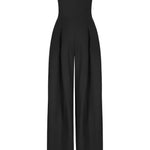 Women's Strapless Wide Leg Jumpsuit with Elastic Back – Elegant One-Piece for Evening Events