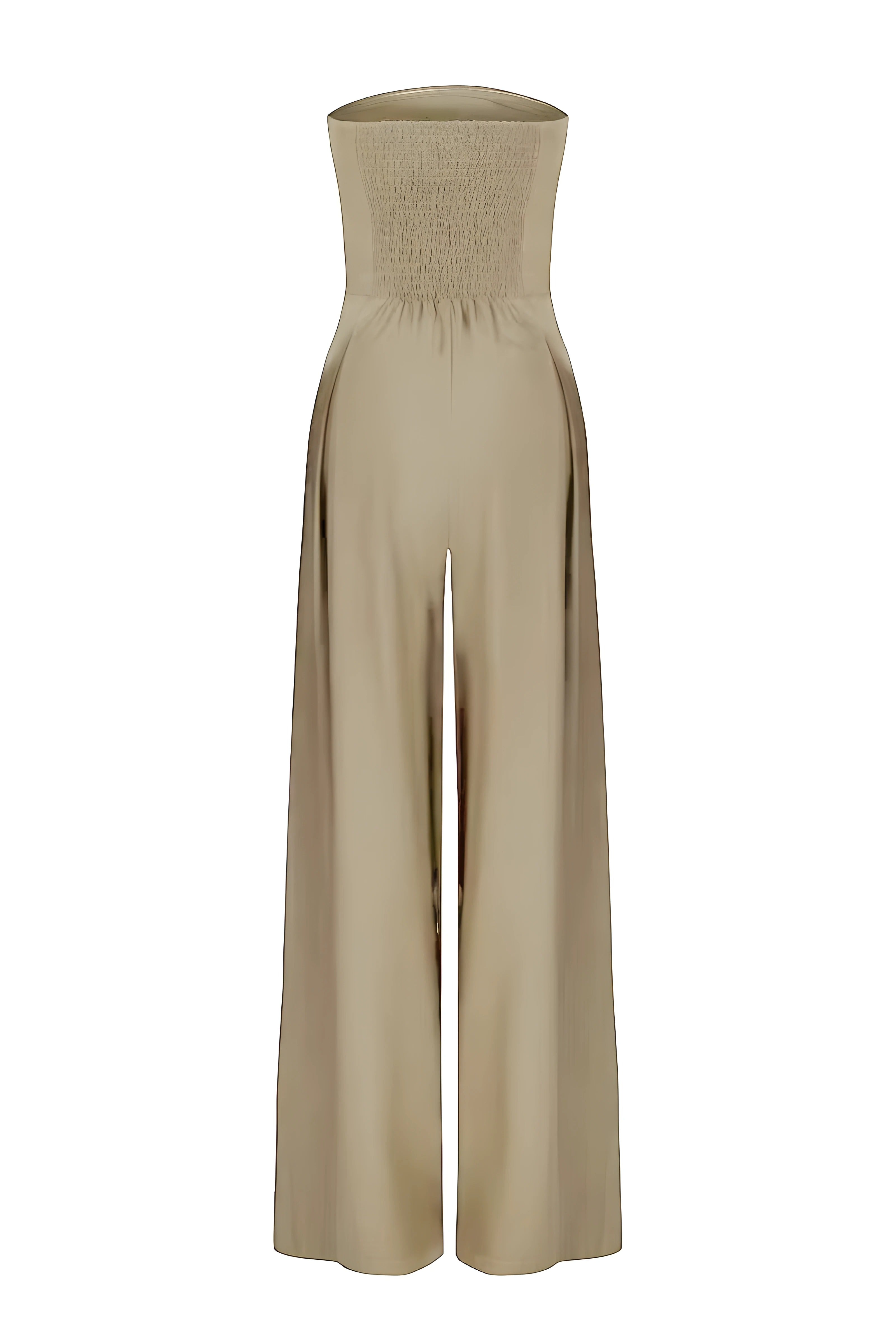 Women's Strapless Wide Leg Jumpsuit with Elastic Back – Elegant One-Piece for Evening Events