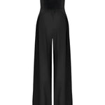 Women's Strapless Wide Leg Jumpsuit with Elastic Back – Elegant One-Piece for Evening Events