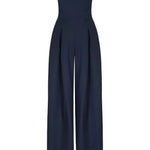 Women's Strapless Wide Leg Jumpsuit with Elastic Back – Elegant One-Piece for Evening Events