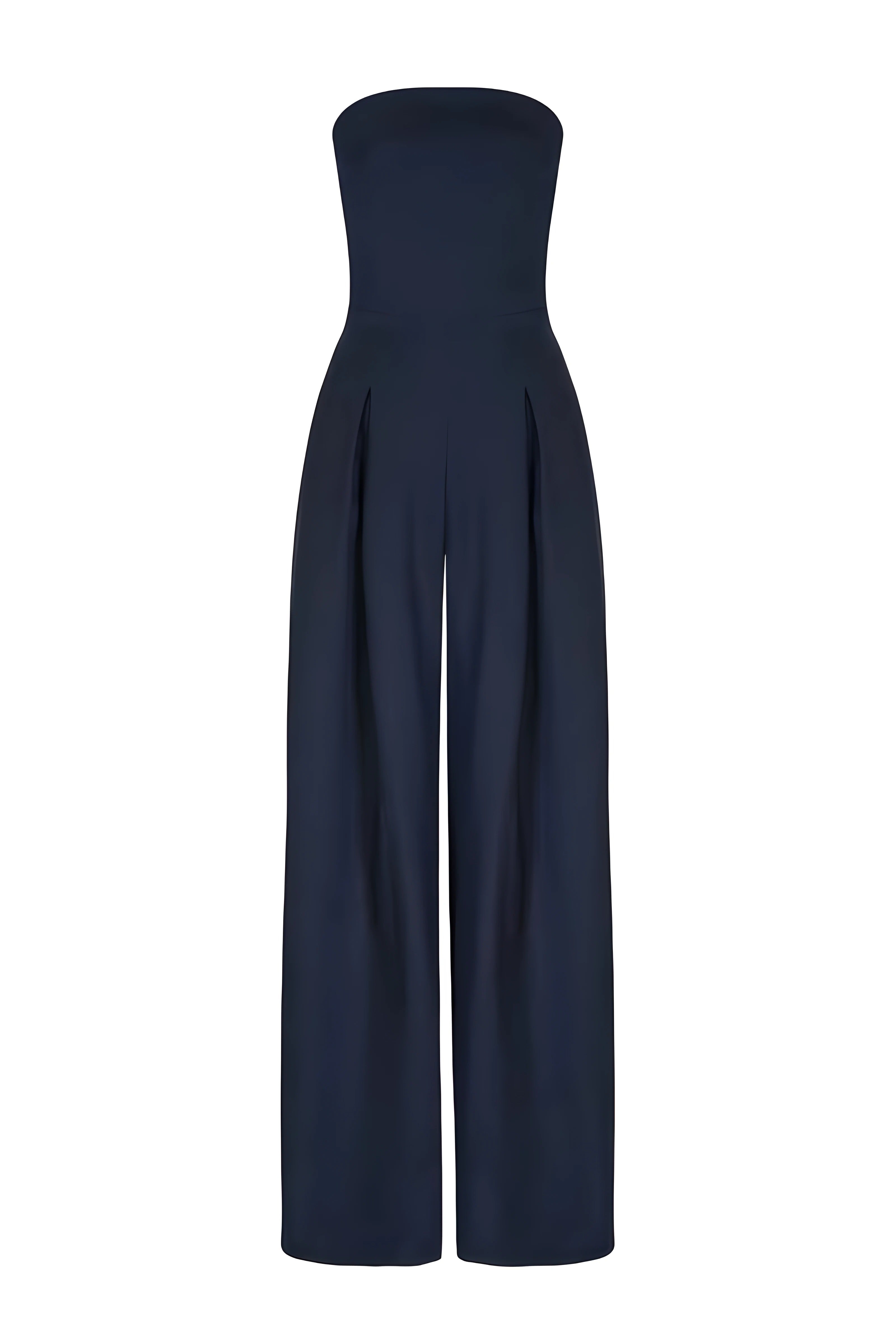 Women's Strapless Wide Leg Jumpsuit with Elastic Back – Elegant One-Piece for Evening Events