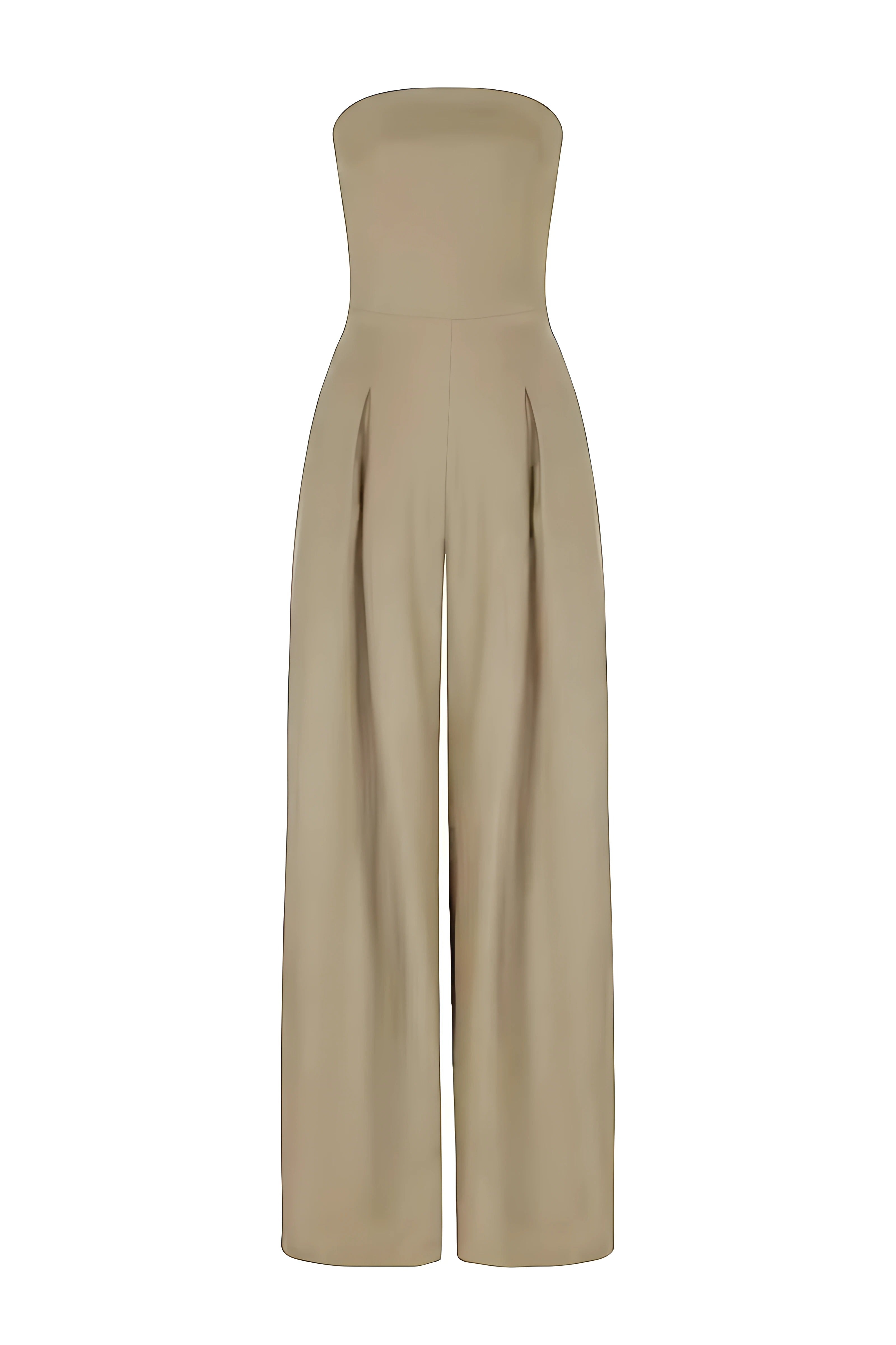Women's Strapless Wide Leg Jumpsuit with Elastic Back – Elegant One-Piece for Evening Events