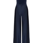 Women's Strapless Wide Leg Jumpsuit with Elastic Back – Elegant One-Piece for Evening Events