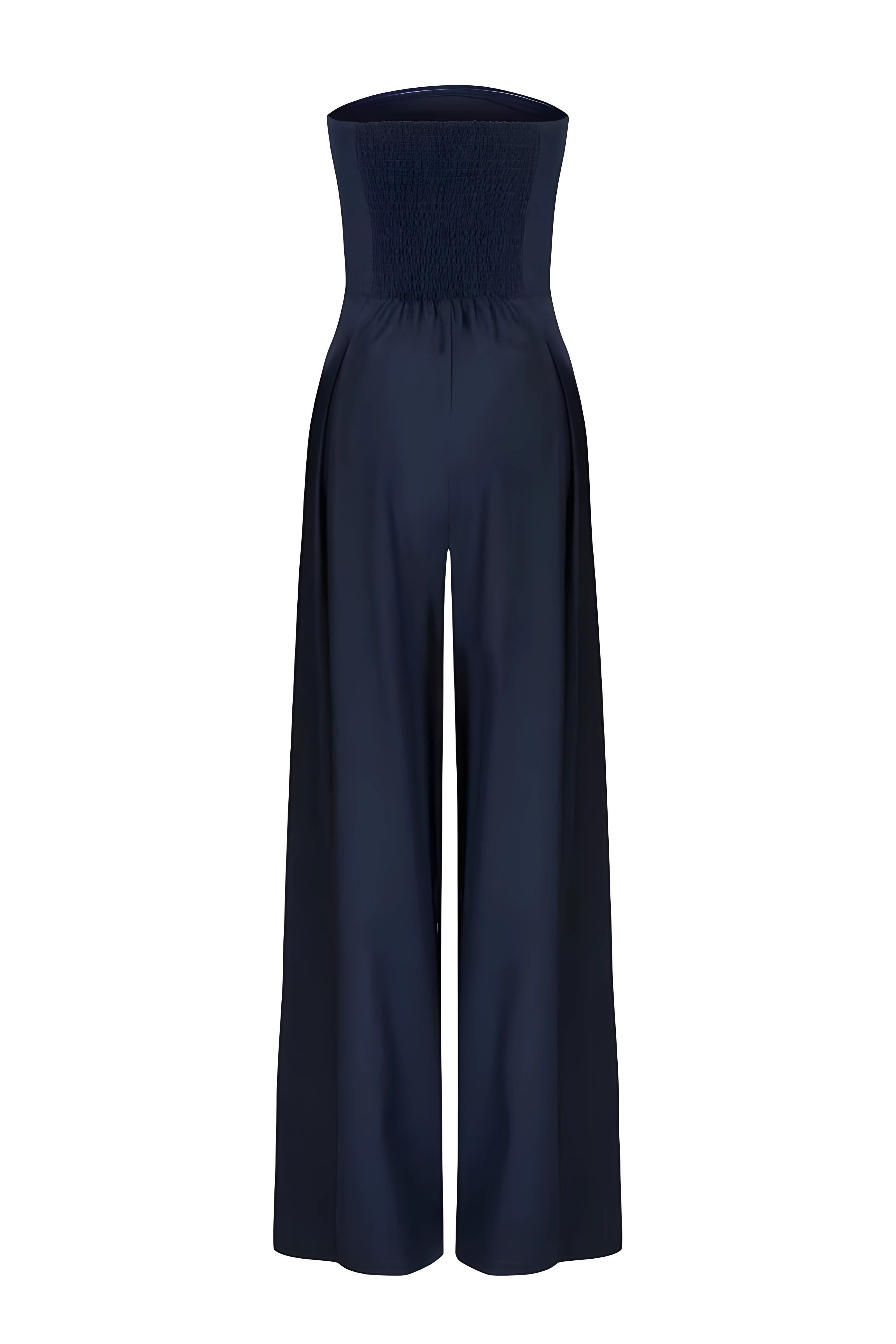 Women's Strapless Wide Leg Jumpsuit with Elastic Back – Elegant One-Piece for Evening Events