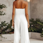 Women's Bandeau Crop Top & Wide Leg Pants Set – Strapless Two-Piece Summer Outfit