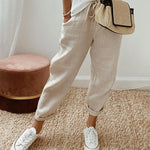 Women's Breathable Drawstring Pants with Slant Pockets – Tapered Leg Comfort Everyday Pants