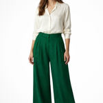 Women's Pleated Cropped Wide Leg Pants – High Waist Tailored Summer Pants