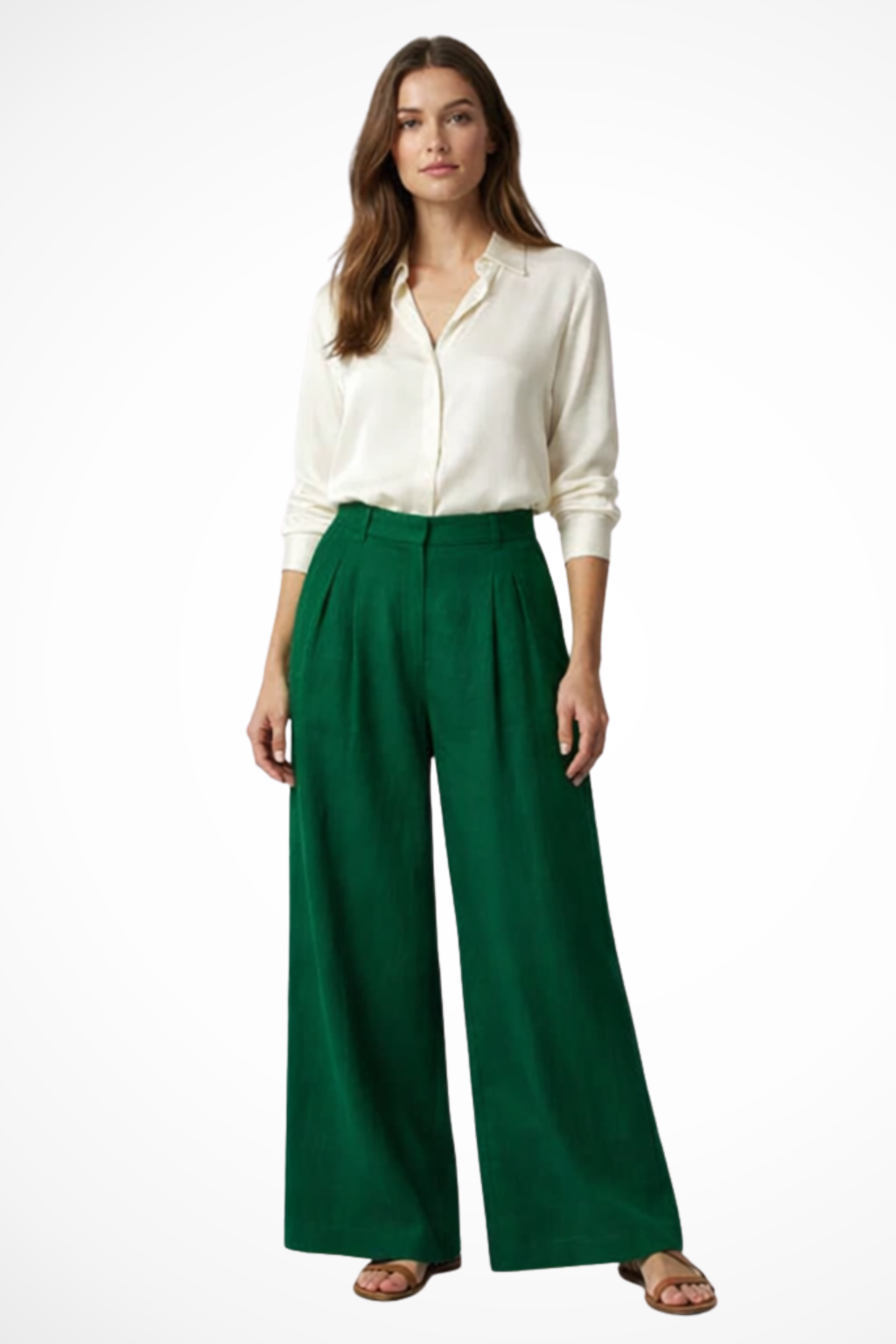 Women's Pleated Cropped Wide Leg Pants – High Waist Tailored Summer Pants