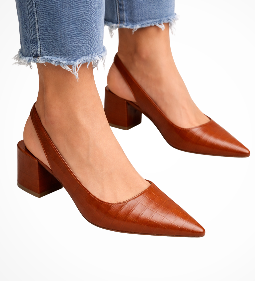 Women's Slingback Pumps with Pointed Toe & Low Block Heel – Work & Evening Shoes