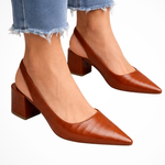 Women's Slingback Pumps with Pointed Toe & Low Block Heel – Work & Evening Shoes