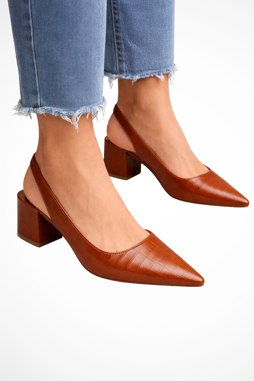 Women's Slingback Pumps with Pointed Toe & Low Block Heel – Work & Evening Shoes