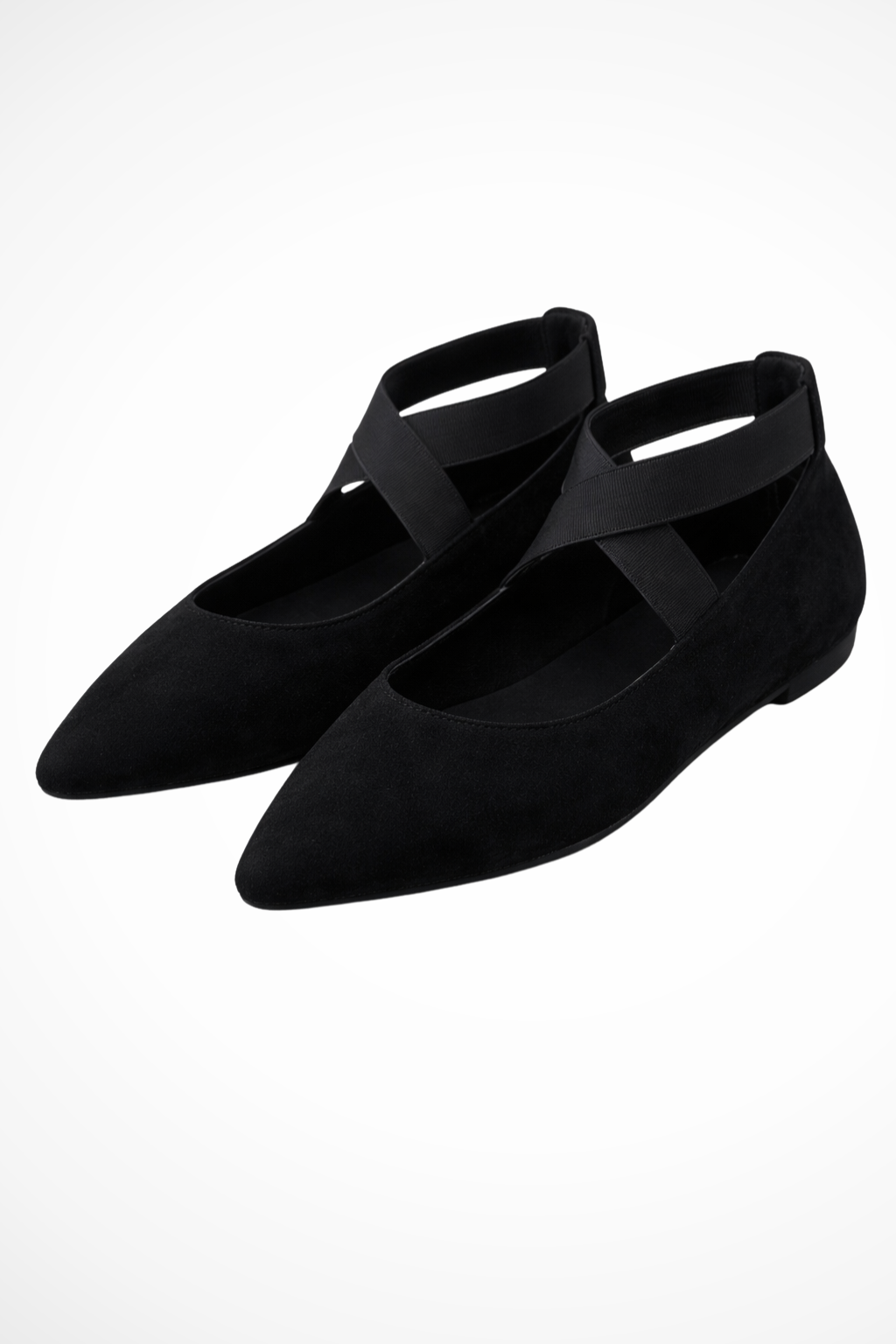 Women's Pointed Toe Ballet Flats with Cross Ankle Straps – Matte Everyday Flat Shoes