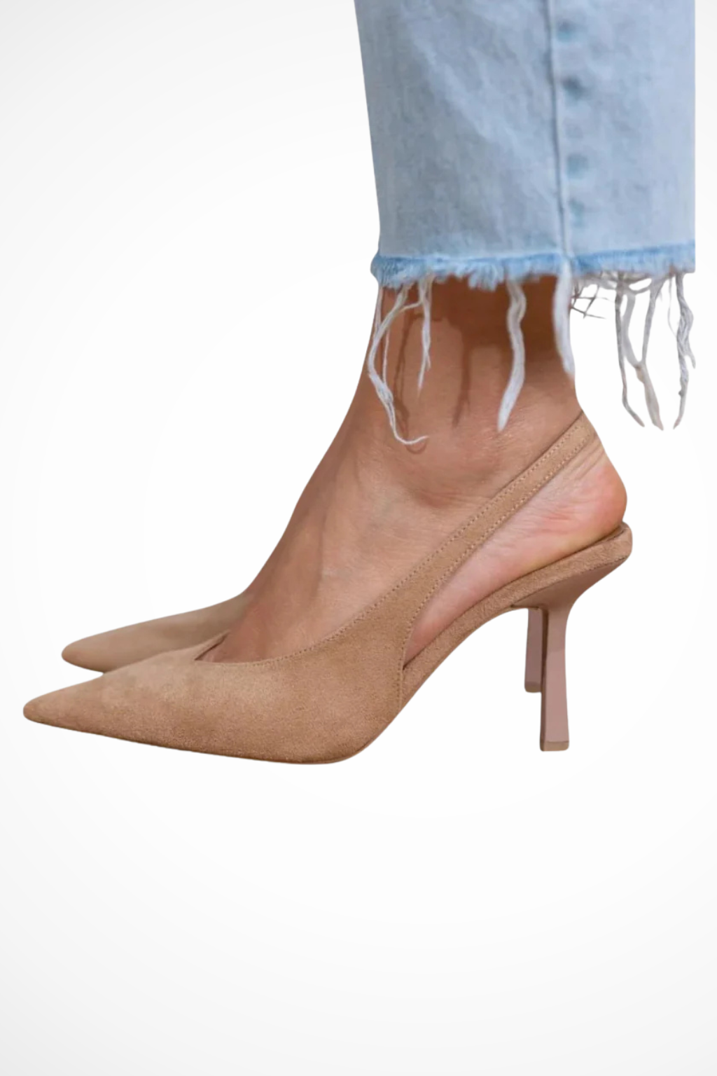 Women's Pointed Toe Slingback Heels – Suede-Finish Court Shoes for Work and Events
