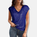 Women's Sequin V-Neck Top – Sparkly Party Top for Christmas and Evenings Out