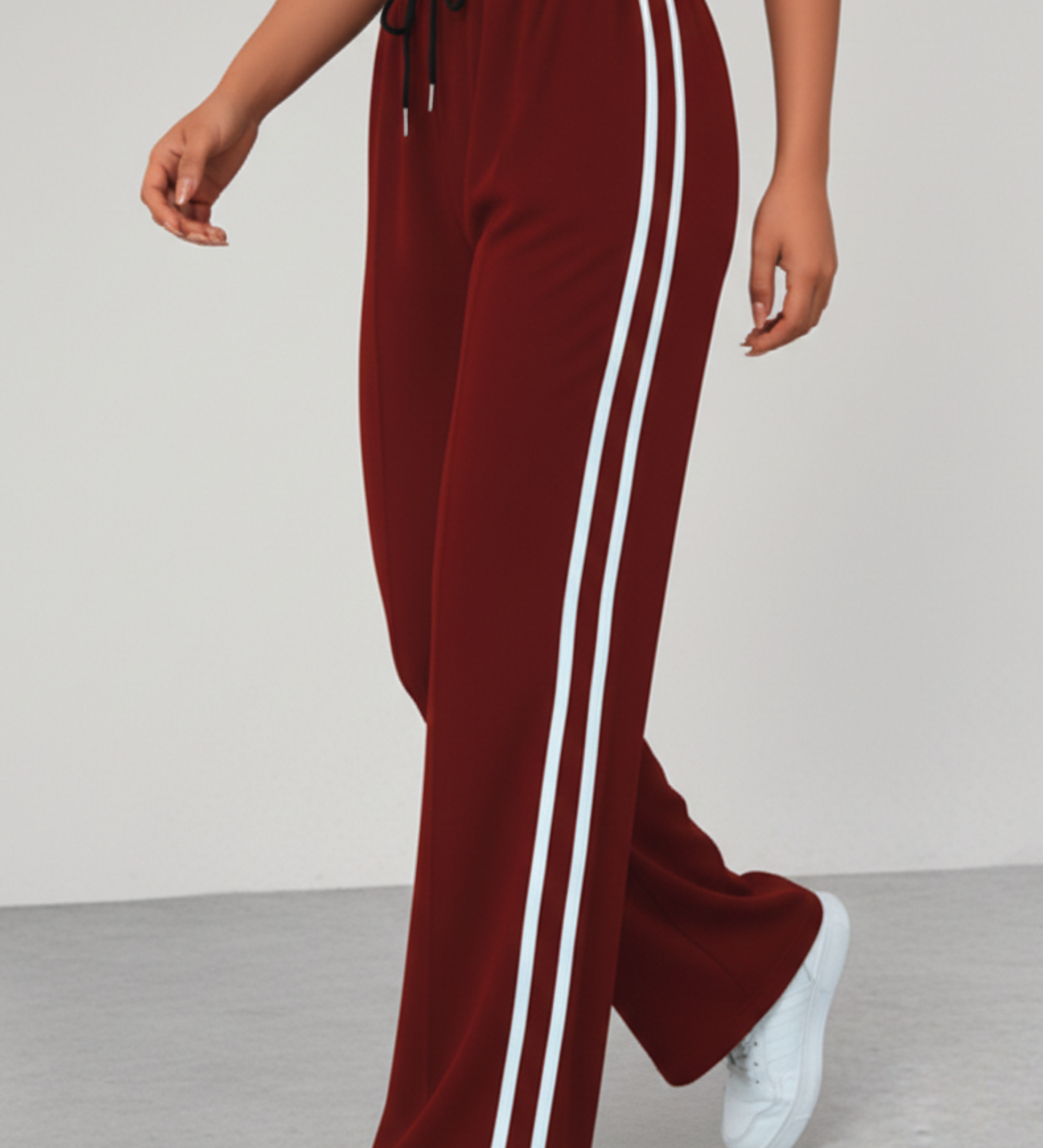 Women's Wide Leg Drawstring Pants with Side Stripe – Relaxed Casual & Travel Pants