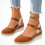 Women's Closed-Toe Espadrille Wedges with Ankle Strap – Buckle Wedge Sandals for Summer
