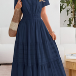 Women's Tiered Flutter Sleeve Maxi Dress – Flowing Summer Evening & Occasion Dress
