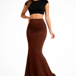 Women's High Waisted Ruched Mermaid Maxi Skirt – Fitted Occasion Skirt for Events