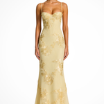Women's Floral Embroidered Corset Maxi Dress with Cami Straps – Wedding Guest & Formal Dress