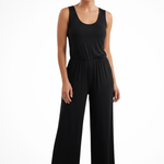 Women's Sleeveless Round Neck Wide Leg Jumpsuit with Pockets – Relaxed Summer Jumpsuit