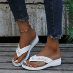 Women's Comfort Wedge Flip Flop Sandals – Cushioned Toe Post Summer Sandals