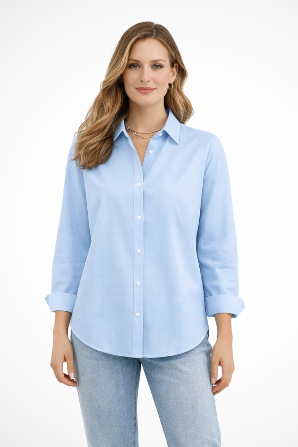 Women's Relaxed Fit Long Sleeve Button Down Shirt – Classic Collared Shirt for Work & Weekend