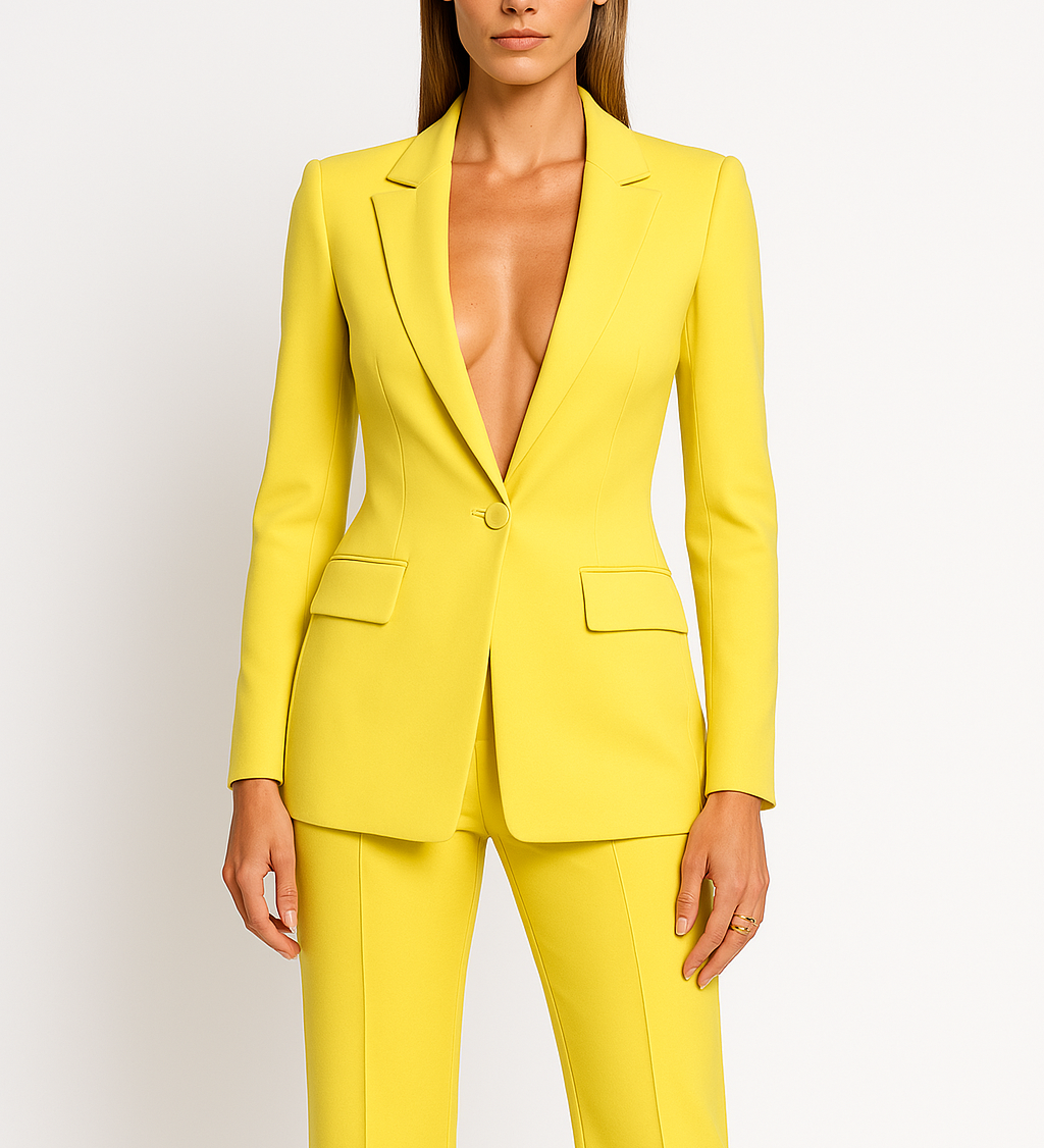 Women's Two-Piece Blazer Suit with Fitted Jacket & Regular Fit Pants – Work & Evening Set