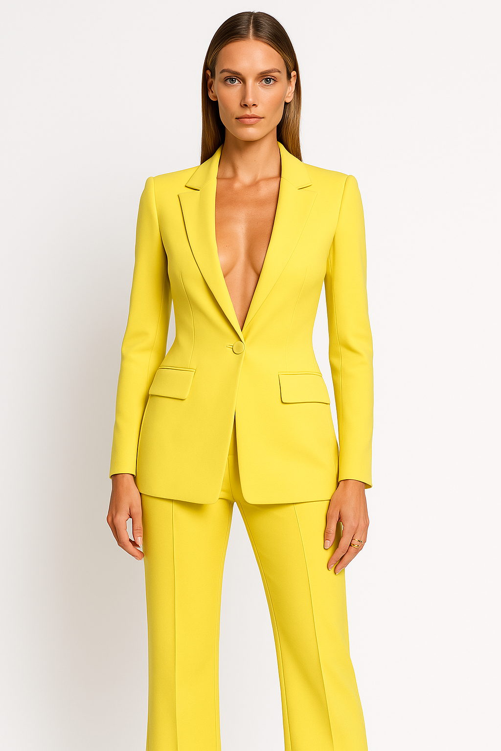 Women's Two-Piece Blazer Suit with Fitted Jacket & Regular Fit Pants – Work & Evening Set