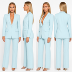 Women's Two-Piece Blazer Suit with Fitted Jacket & Regular Fit Pants – Work & Evening Set