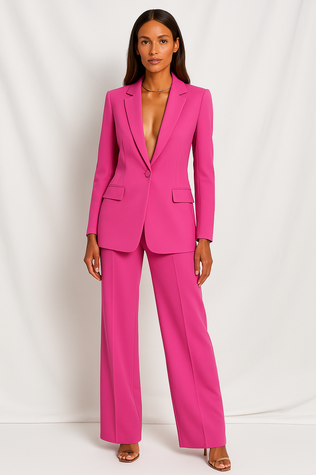 Women's Two-Piece Blazer Suit with Fitted Jacket & Regular Fit Pants – Work & Evening Set