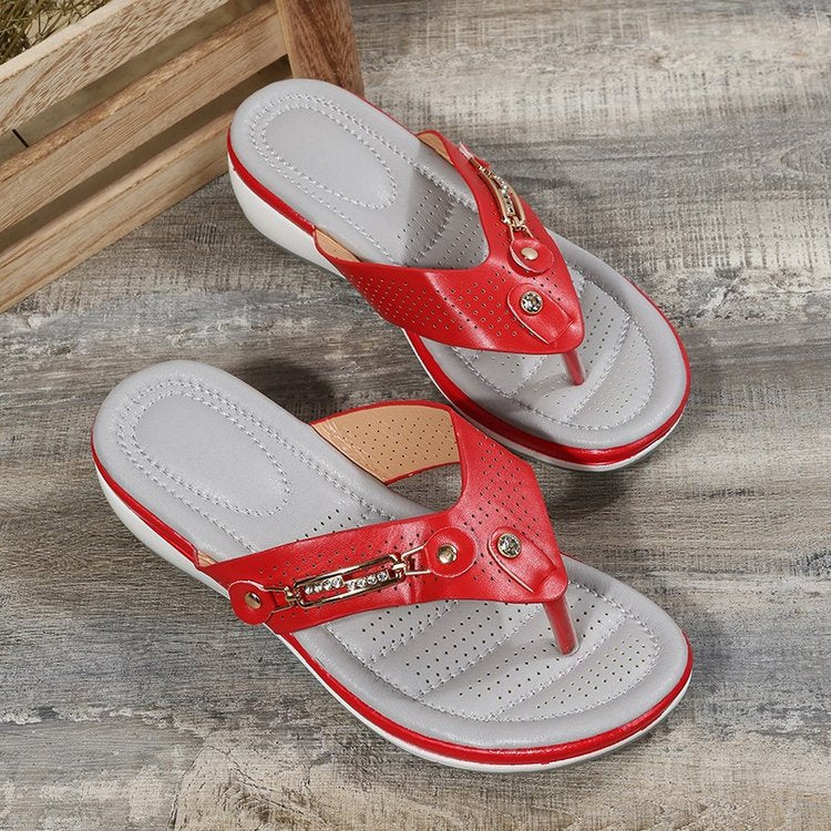 Women's Comfort Wedge Flip Flop Sandals – Cushioned Toe Post Summer Sandals