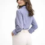 Women's Striped Button-Down Long Sleeve Blouse – Collared Shirt for Work and Weekend