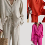Women's Blouse & Wide Leg Pants Set – Lightweight Two-Piece Summer Co-ord